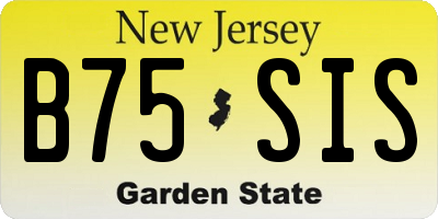 NJ license plate B75SIS