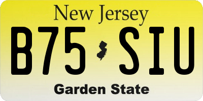 NJ license plate B75SIU