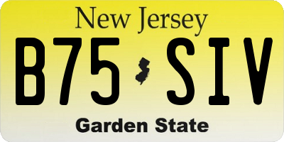 NJ license plate B75SIV