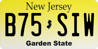 NJ license plate B75SIW