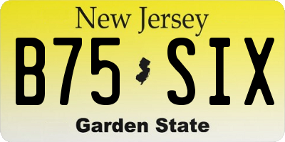 NJ license plate B75SIX