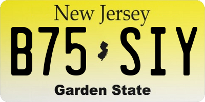 NJ license plate B75SIY