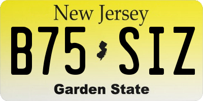 NJ license plate B75SIZ