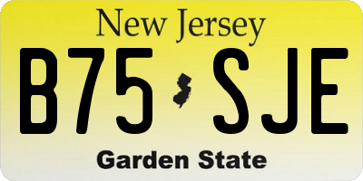 NJ license plate B75SJE