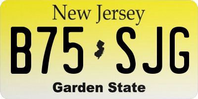 NJ license plate B75SJG