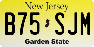NJ license plate B75SJM