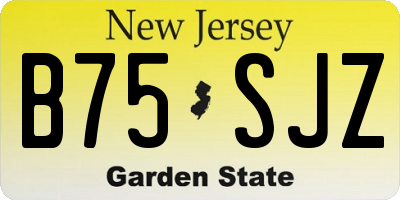NJ license plate B75SJZ