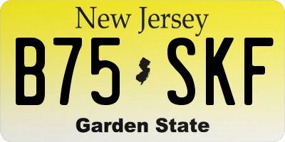 NJ license plate B75SKF