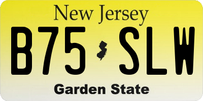 NJ license plate B75SLW