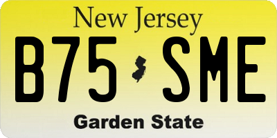 NJ license plate B75SME