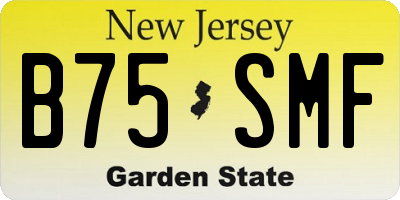 NJ license plate B75SMF