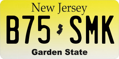 NJ license plate B75SMK