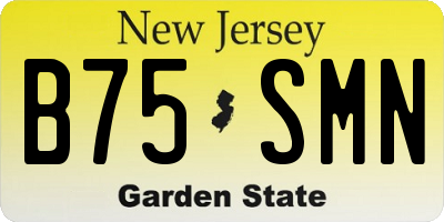 NJ license plate B75SMN