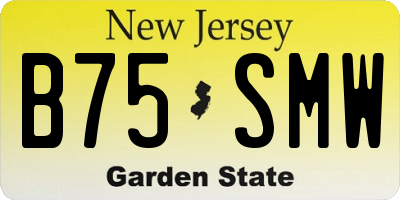 NJ license plate B75SMW