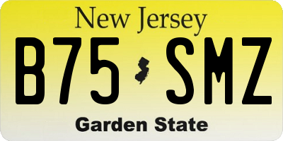 NJ license plate B75SMZ