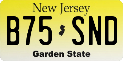 NJ license plate B75SND