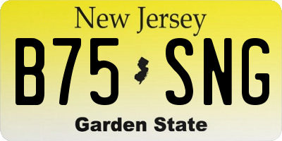 NJ license plate B75SNG