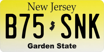 NJ license plate B75SNK