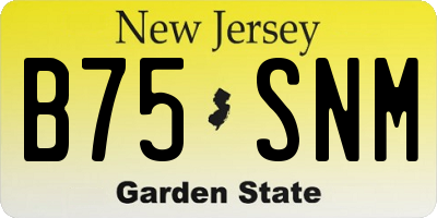 NJ license plate B75SNM