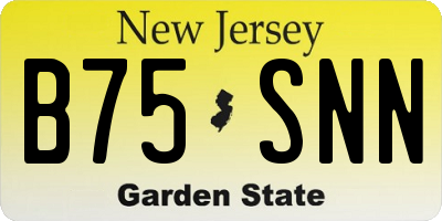 NJ license plate B75SNN