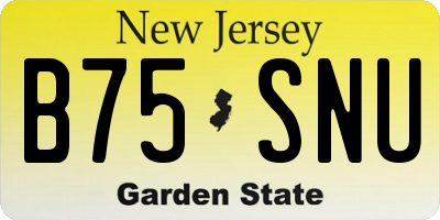 NJ license plate B75SNU