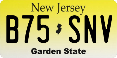 NJ license plate B75SNV