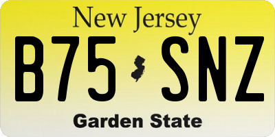 NJ license plate B75SNZ