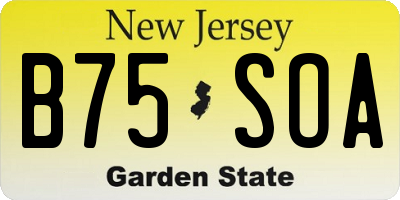 NJ license plate B75SOA