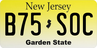 NJ license plate B75SOC