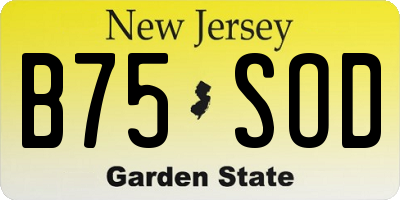 NJ license plate B75SOD