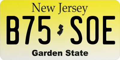 NJ license plate B75SOE
