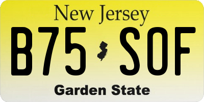 NJ license plate B75SOF