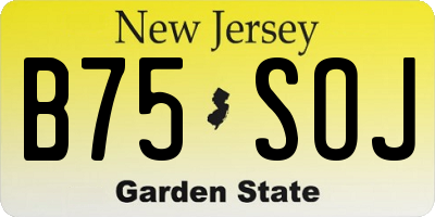 NJ license plate B75SOJ