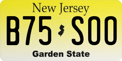 NJ license plate B75SOO