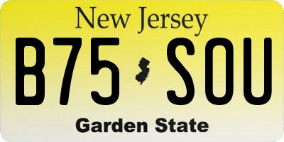 NJ license plate B75SOU