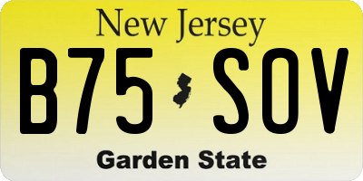 NJ license plate B75SOV