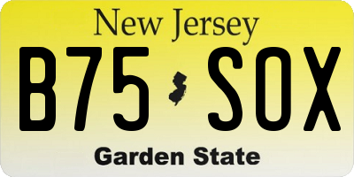 NJ license plate B75SOX
