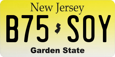 NJ license plate B75SOY