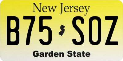 NJ license plate B75SOZ