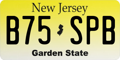 NJ license plate B75SPB