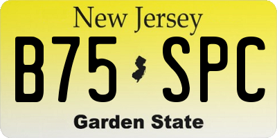 NJ license plate B75SPC