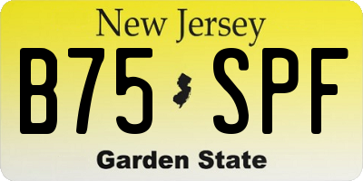 NJ license plate B75SPF