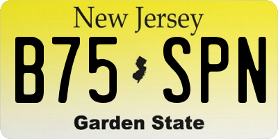 NJ license plate B75SPN