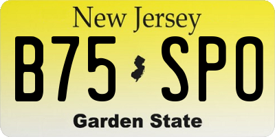 NJ license plate B75SPO