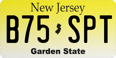 NJ license plate B75SPT