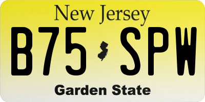 NJ license plate B75SPW