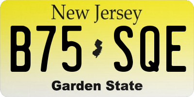 NJ license plate B75SQE