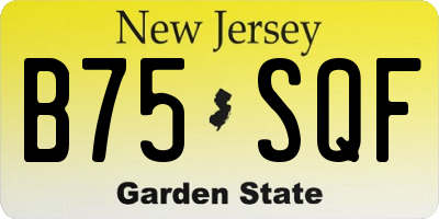NJ license plate B75SQF