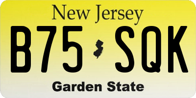 NJ license plate B75SQK