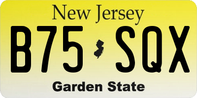 NJ license plate B75SQX
